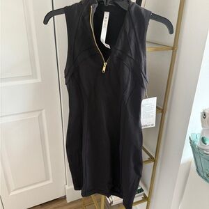 lululemon athletica Black Zip-Front Midi Dress
